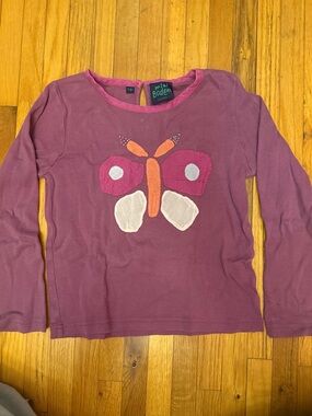 Boden Purple Long-Sleeve Tee with Butterfly Applique